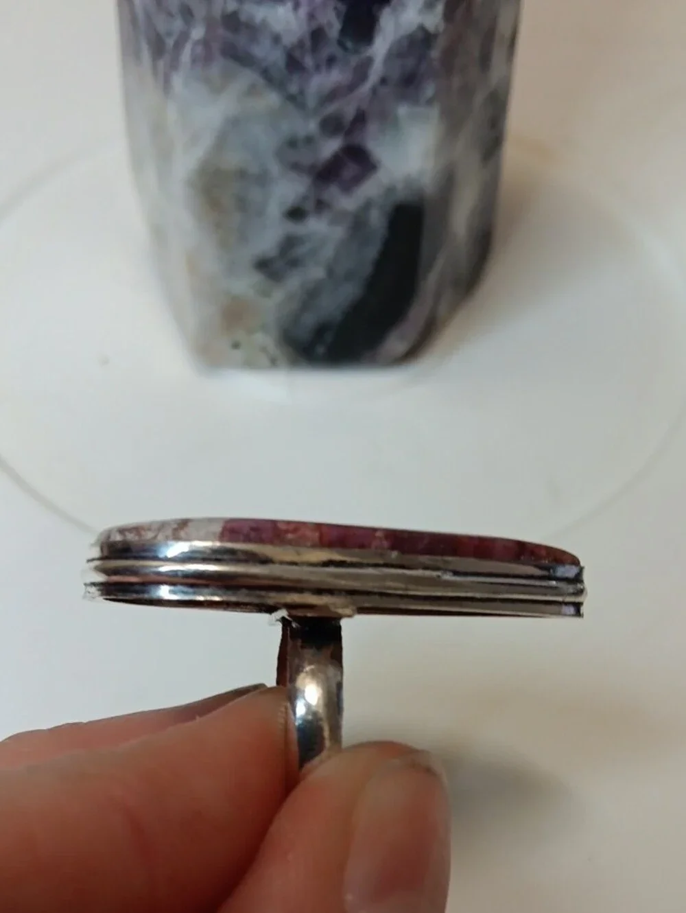 Pink and White Stone Statement Ring